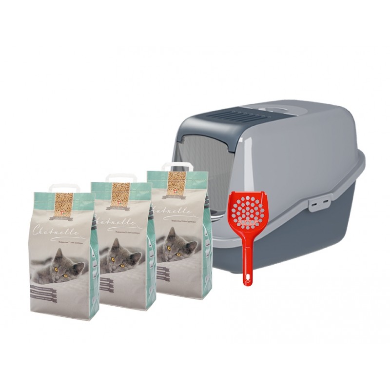 Starterkit Katzentoilette EcoHus mit 3 Säcken Hygienestreu